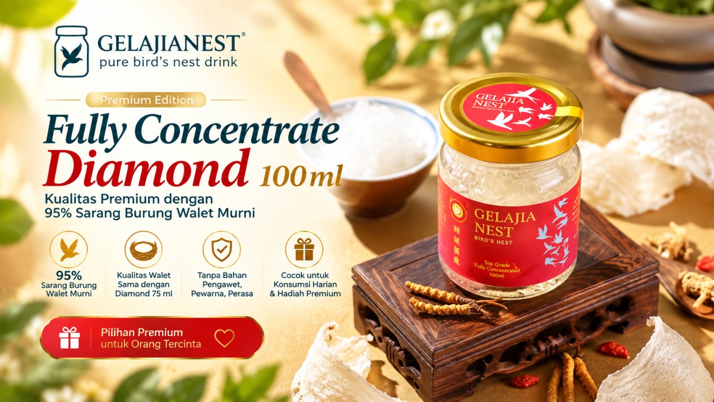 Gelajianest Fully Concentrate Diamond 100 ml – Premium Bird’s Nest dengan 95% Sarang Burung Walet Murni